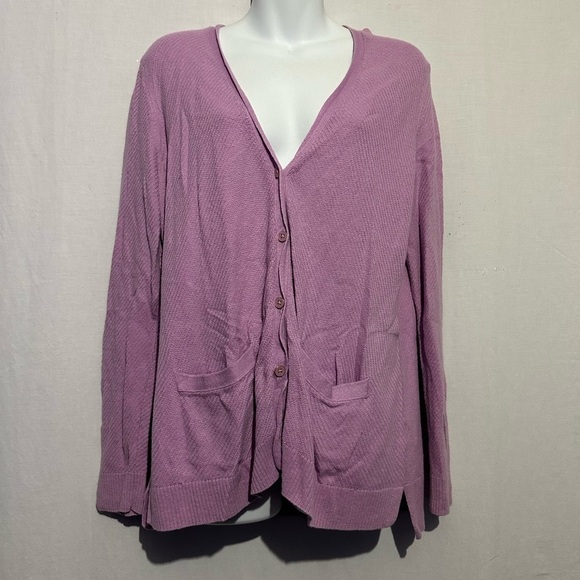 Talbots Women’s Purple Textured Button Front Cardigan Sweater Size L - Picture 1 of 4